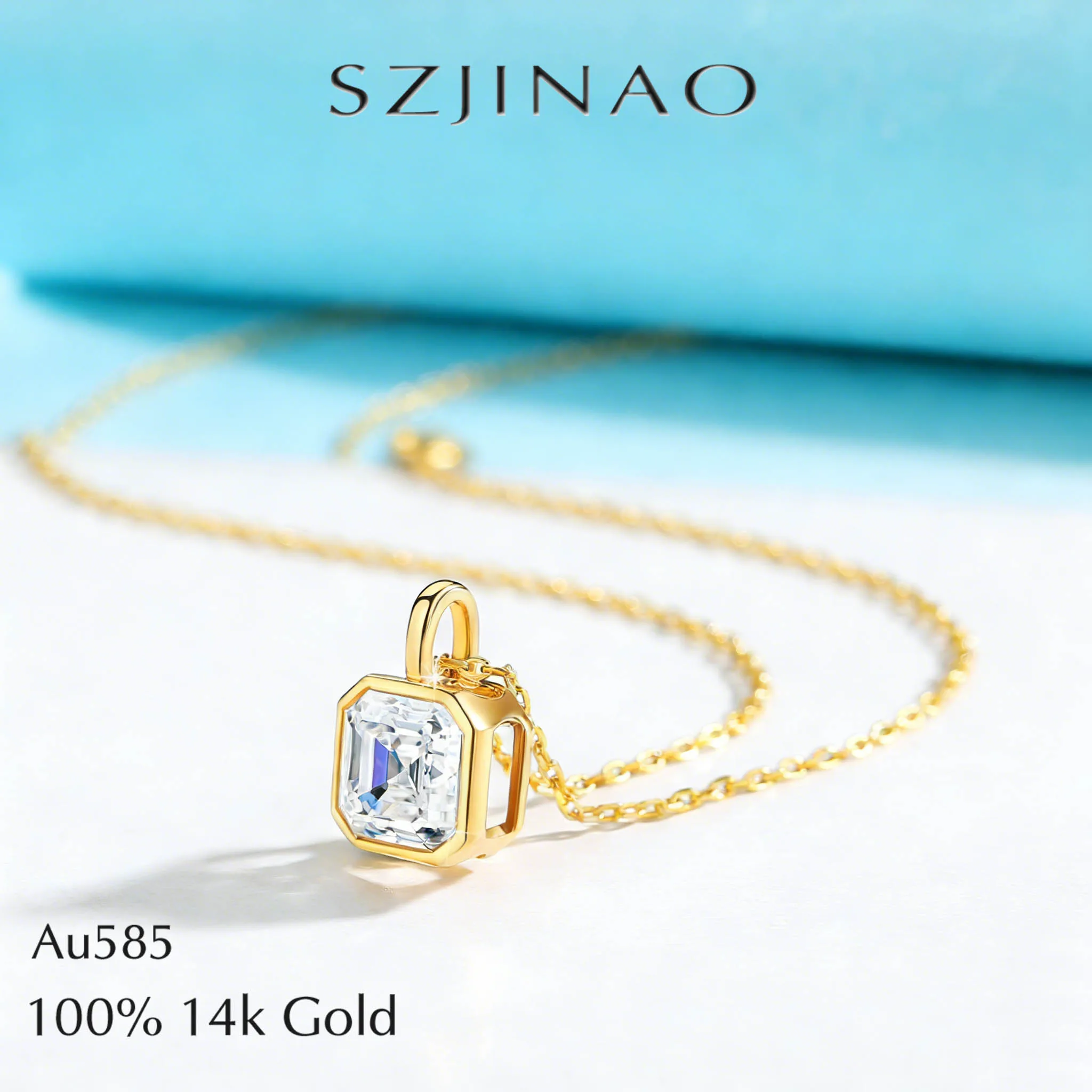 

Золотые колье 14K с огранкой Ашер для женщин, с муассанитом D VVS1, классический подарок для вечеринки, свадьбы, помолвки