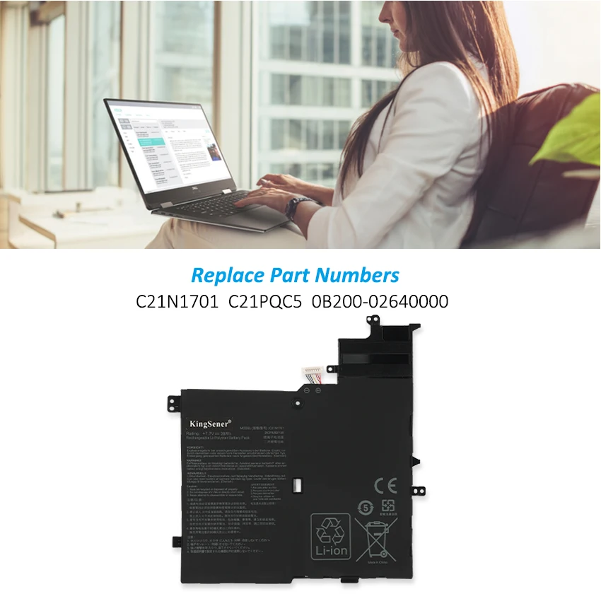 KingSener C21N1701 Laptop Battery For Asus VivoBook S406U S460UA S406UA-BM360T S406UA-BM146T S406UA-BM148T K406UA C21PQC5
