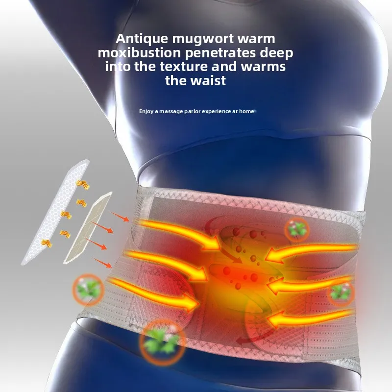حزام تدليك الخصر لتدفئة الظهر الكهربائية مع علاج Mugwort والاهتزاز للرجال والنساء #6