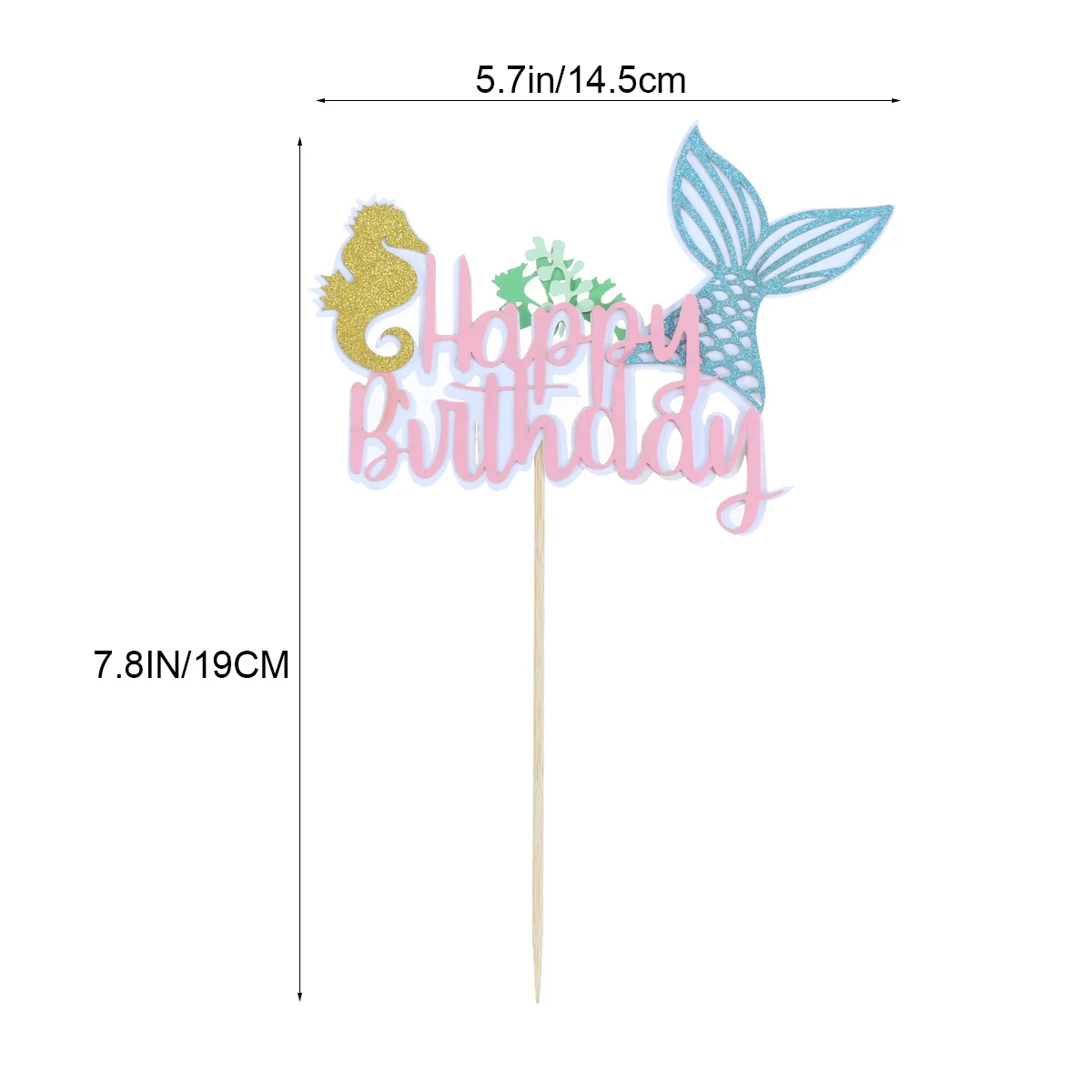 

Mermaid Cake Decorative Cake Toppers Paper Picks Birthday Party Decorations Shiny Design Bamboo Skewers Cupcake
