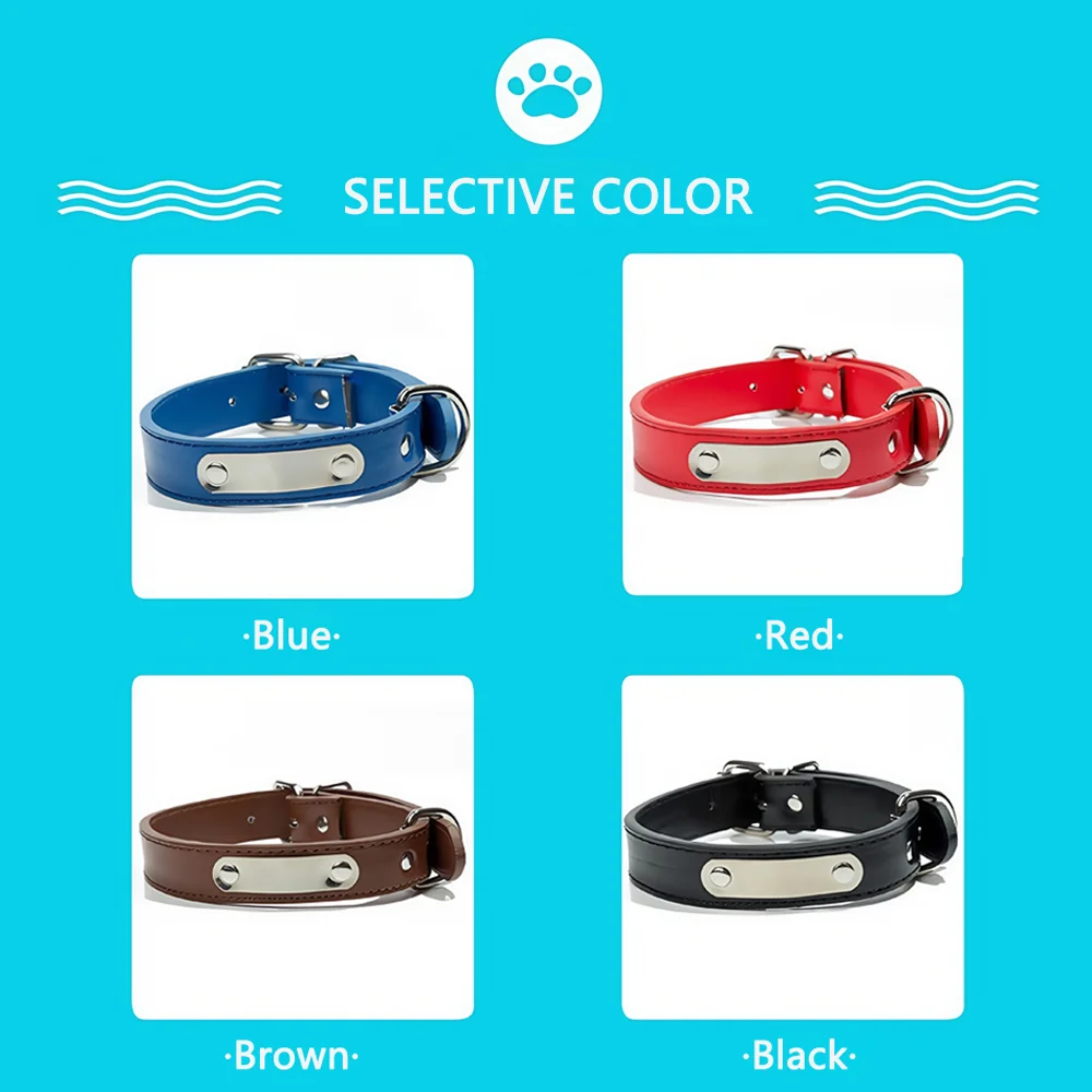 Op maat gemaakte halsband met naam gegraveerde identiteit Anti-verlies massief pu-leer voor alle soorten puppy's en kittens Huisdierbenodigdheden