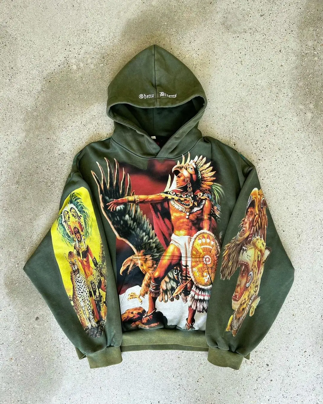 Oversized Street Vintage Streetwear Aztec warriors Painting Printed Hoodies Women Sweatshirt Harajuku 2024 Y2k Tops Men Clothing