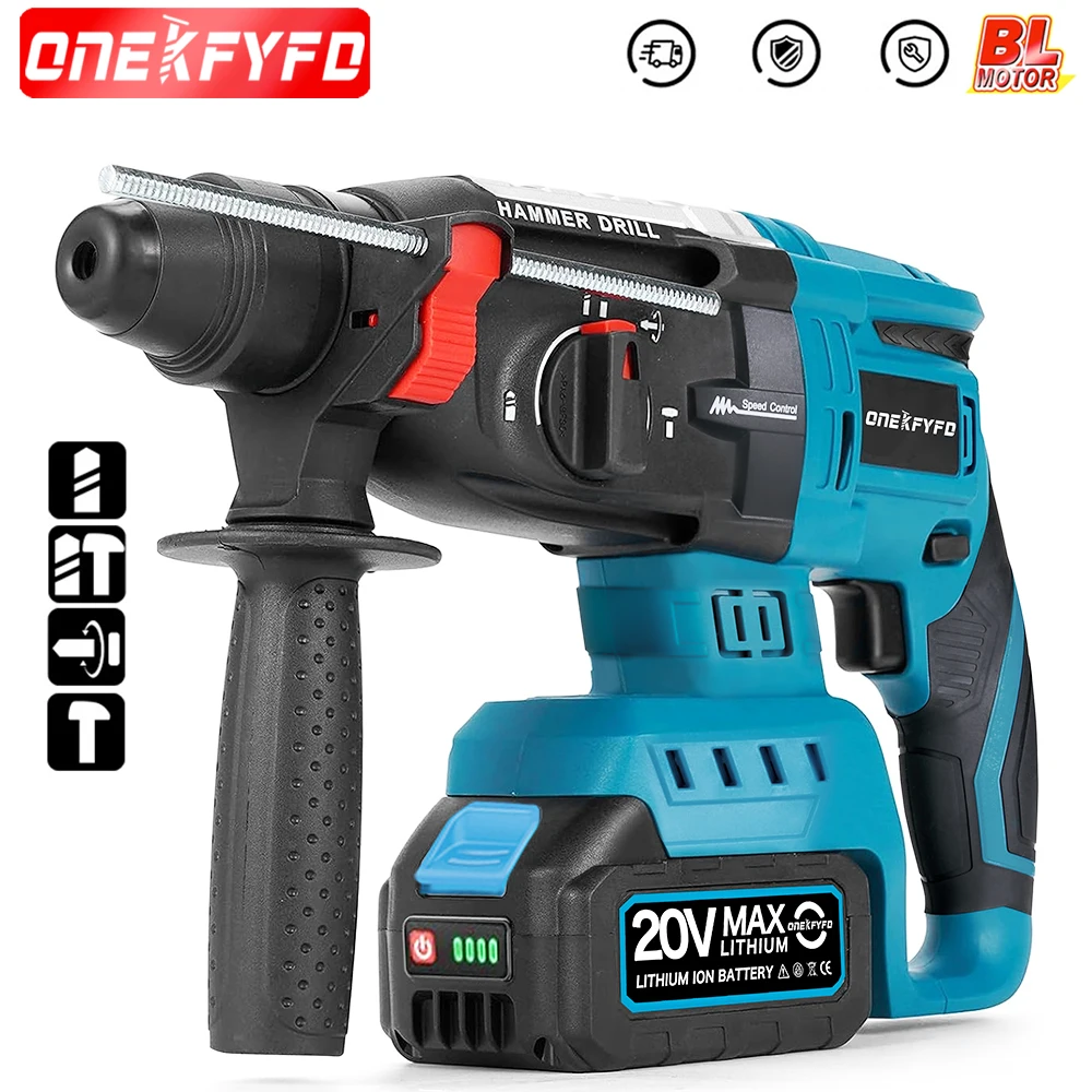 

28mm Brushless Electric Hammer Cordless Rechargeable Multifunction Electric Rotary Impact Drill Tool For Makita 18V Battery
