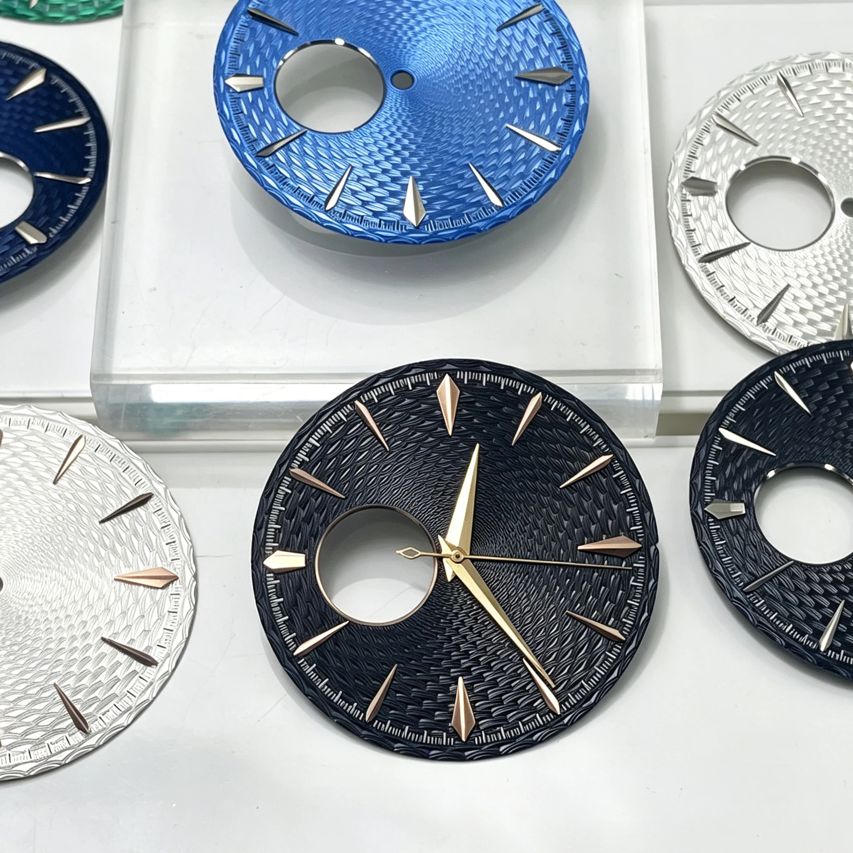 NH38 35mm Cocktail Dial, Available In Various Colors, Interchangeable Watch Parts, NH38 Dial 35mm Dial, Radial Pattern Design