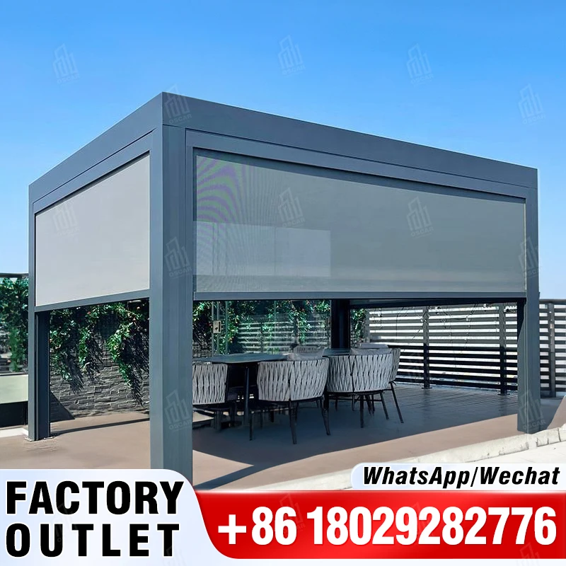 Hot Sale Professional Built To Last Building Aluminum Pergola Kit With Privacy Screen For Resort Hotel