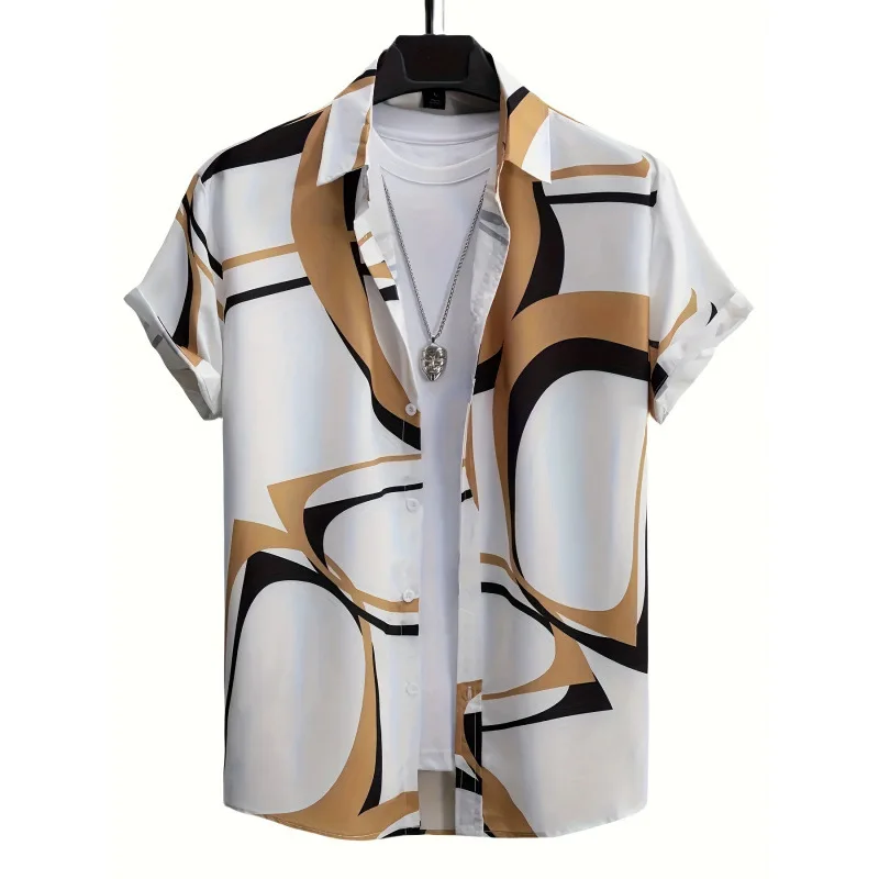 

Гавайская рубашка с тропическим принтом, летняя рубашка, создающая ощущение прохлады, с возможностью выбора длины рукавов и дизайна воротника.