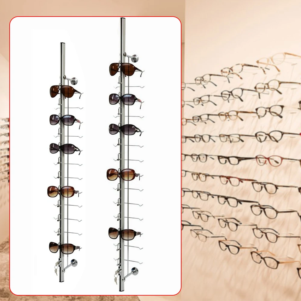 10Pcs New Aluminium Lockable Sunglasses Glasses Eyeglasses Display Rod（1.1m 12pairs/1.22m 14pairs）