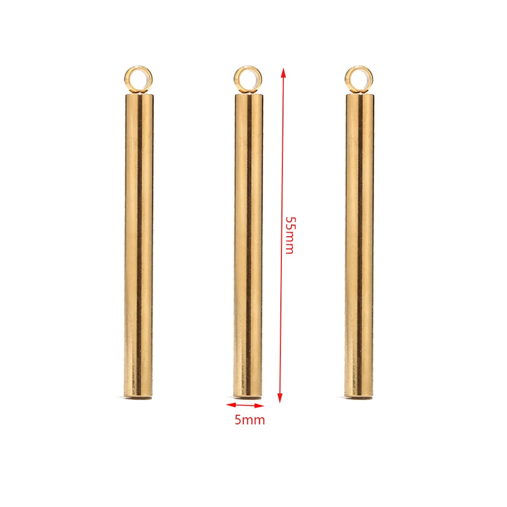 5pcs Stainless Steel Gold Round Stick Bar Pendants Long Blank Bar Charms for DIY Necklace Jewelry Making Supplies