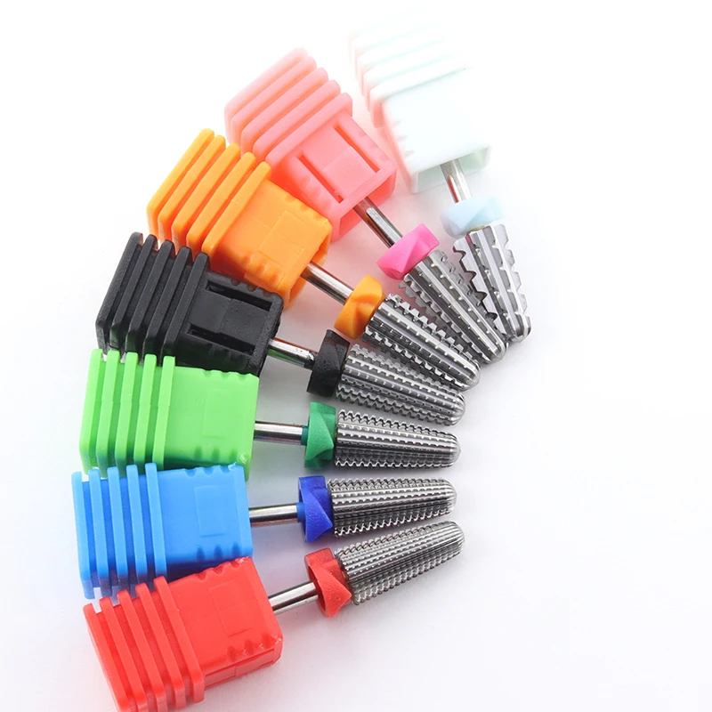 ¡Nuevo! Brocas de carburo de seguridad cónicas 5 en 1 para uñas con taladros de corte, fresa de carburo para manicura, accesorios para uñas de Gel