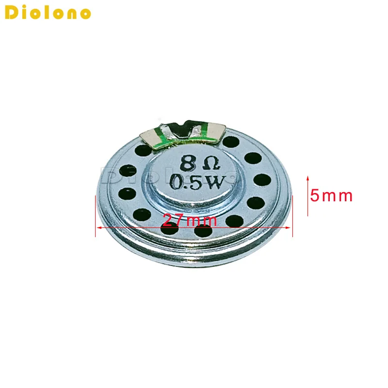 0.5W 8Ohms Loudspeaker 8R 27MM Diameter Mini Round Mylar Speaker  Thickness 5MM Small Horn Doorbell Speaker