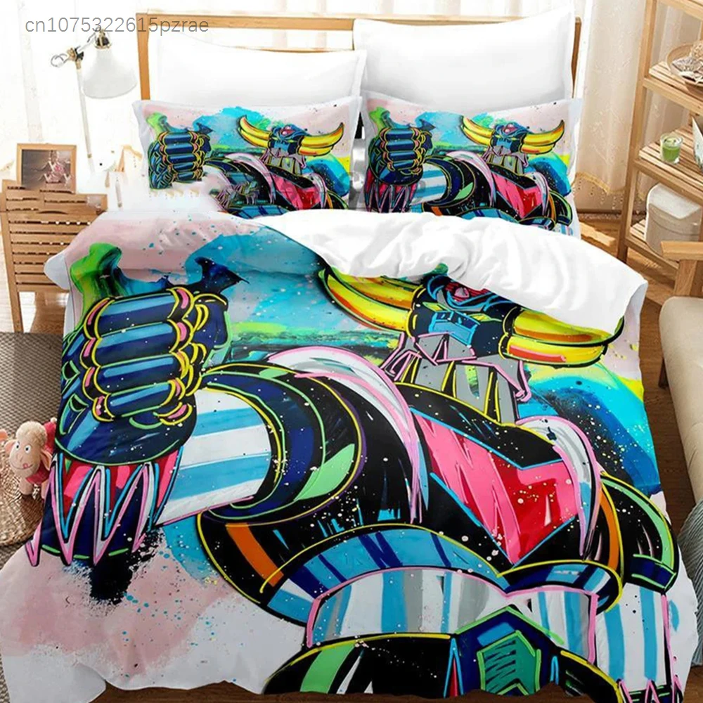 Goldorak Bedding Set 3D Printed Grendizer Duvet Cover 3Pcs Double Twin Full Queen King Adult Kids Bedclothes Quilt Cover