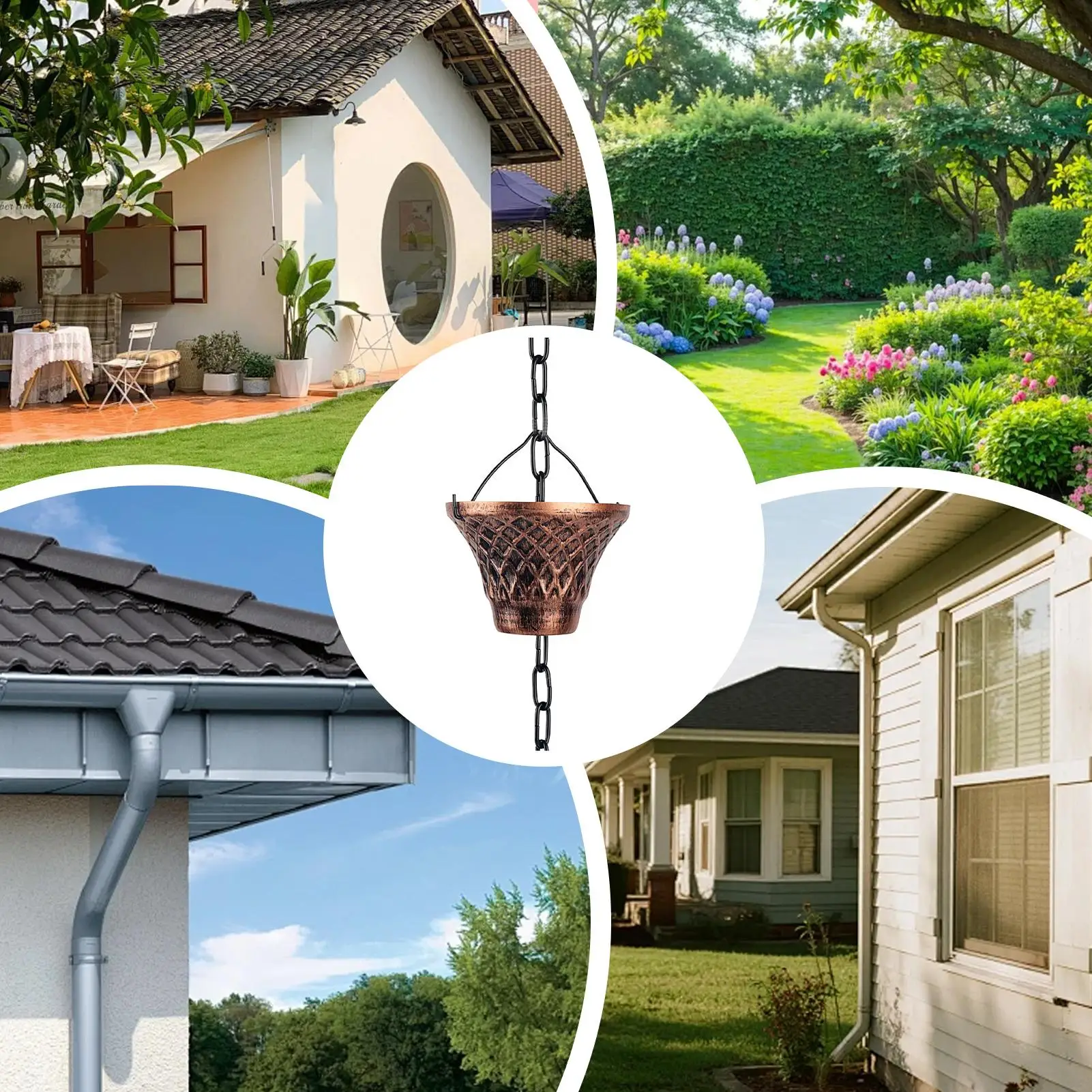 

Rain Chains For Gutters 9FT Decorative Downspout Drain Extension 12 Cups Water Chains For Gutters For House Garden Outdoor