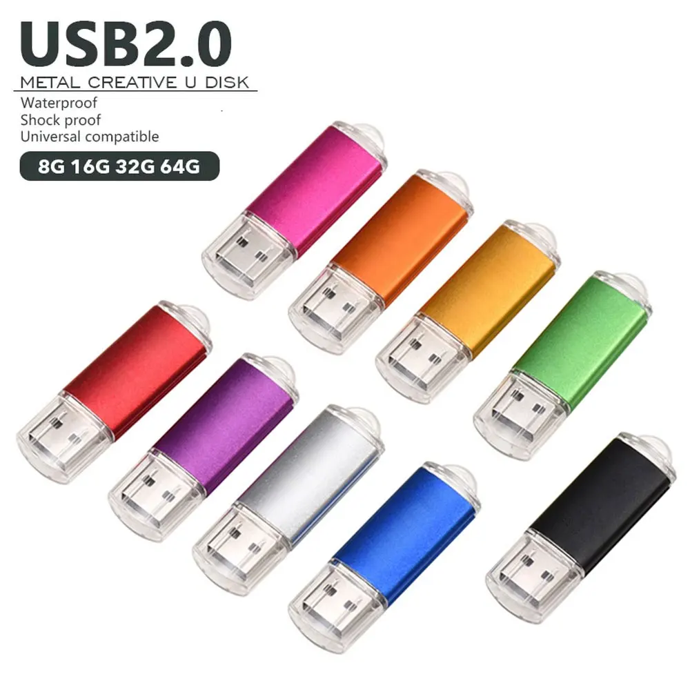 Unidade Flash USB Multicolor, Pendrive Metal, Cartão de memória portátil, Disco Flash, 4GB, 8GB, 16GB, 32GB, 16GB, 64GB, 128GB, 256GB