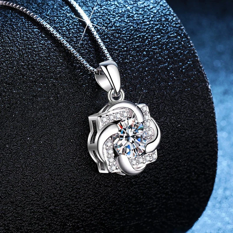 18K Real Platinum PT9501 Carat Moissanite Pendant Necklace Rotating Windmill Original Design D Color Moissanite Necklace