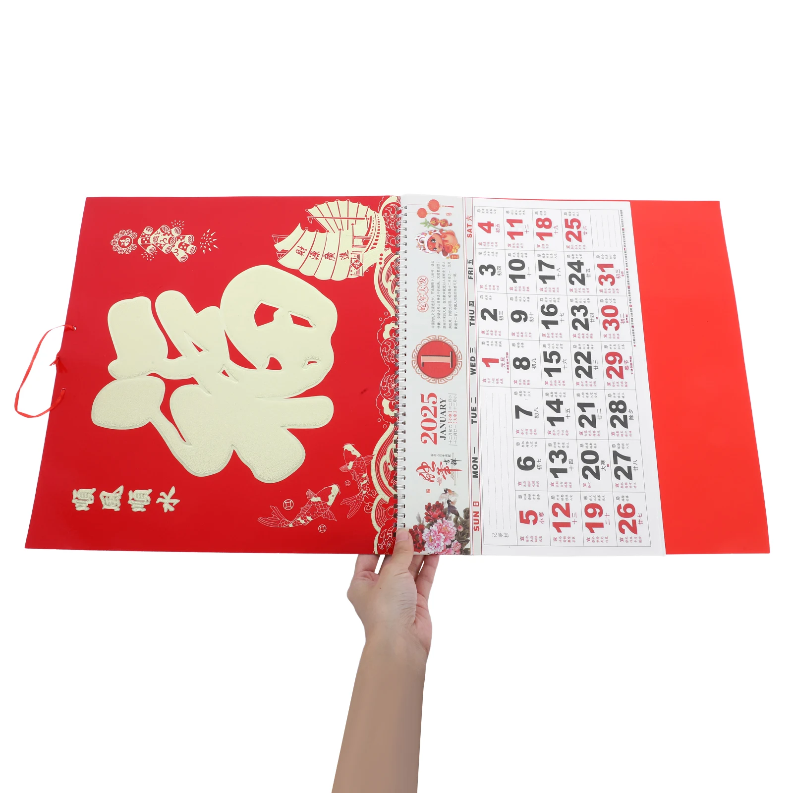 Fluorescence Red Blessing Word Wall Calendar Office Paper Spring Festival Planner