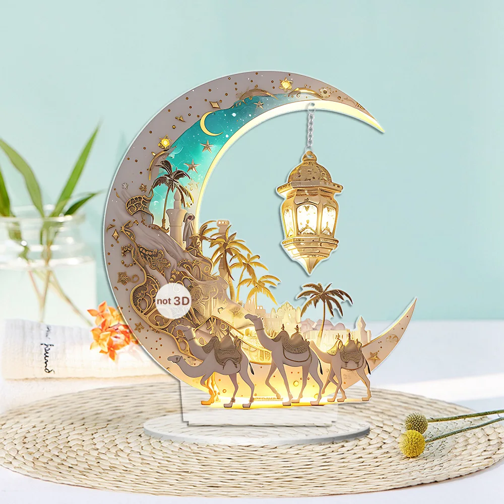 

2D Acrylic Creative Moon Castle Home Decoration Crafts For Office Bookcase Living Room Desktop Decor Ornaments Holiday Gifts