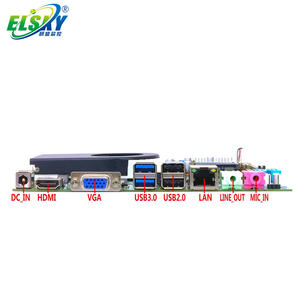 ELSKY DC 12V/19V Power Supply with Dual RAM Slot 170*170mm Mini-ITX Motherboard Support 3855U,3955U and Skylake i3,i5,i7 QM9700