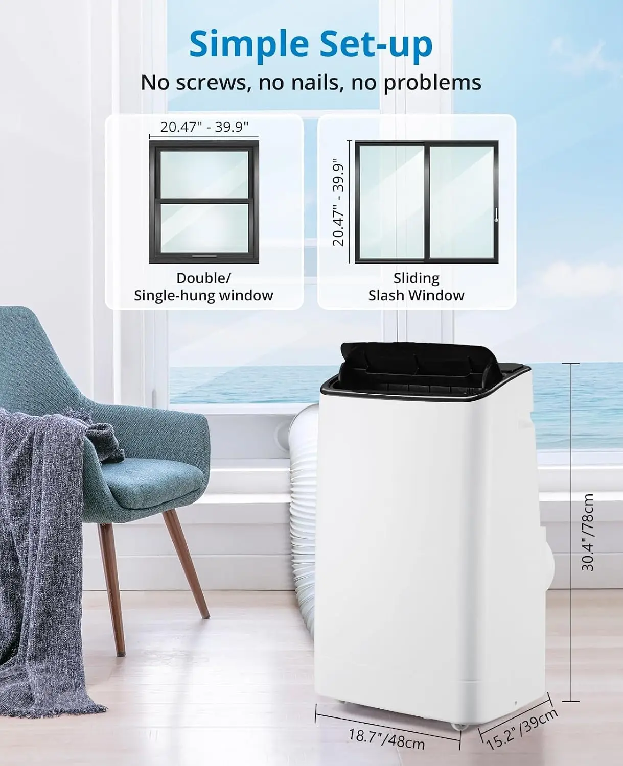 14000 BTU 3-in-1 Portable AC, Energy Efficient, Cools 700 Sq.Ft with Remote Control, Custom