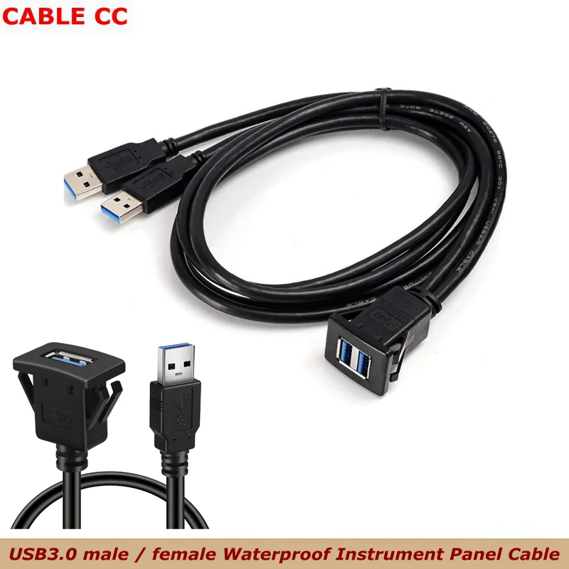 

Кабель для скрытого монтажа с двумя портами USB 3.0, 3,3 фута, 2-портовый удлинительный кабель USB 3.0 для крепления на панели приборной панели для автомобиля, лодки