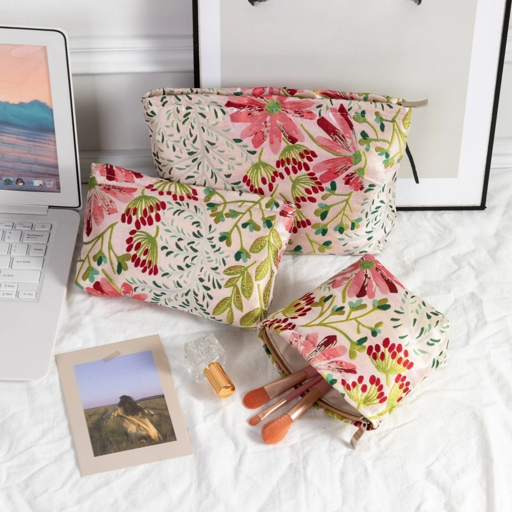 New Floral Cosmetic Bag Women Clutch Bag Makeup Bags Portable Travel Storage Bags Toiletry Bag Makeup Pouch Travel Organizer