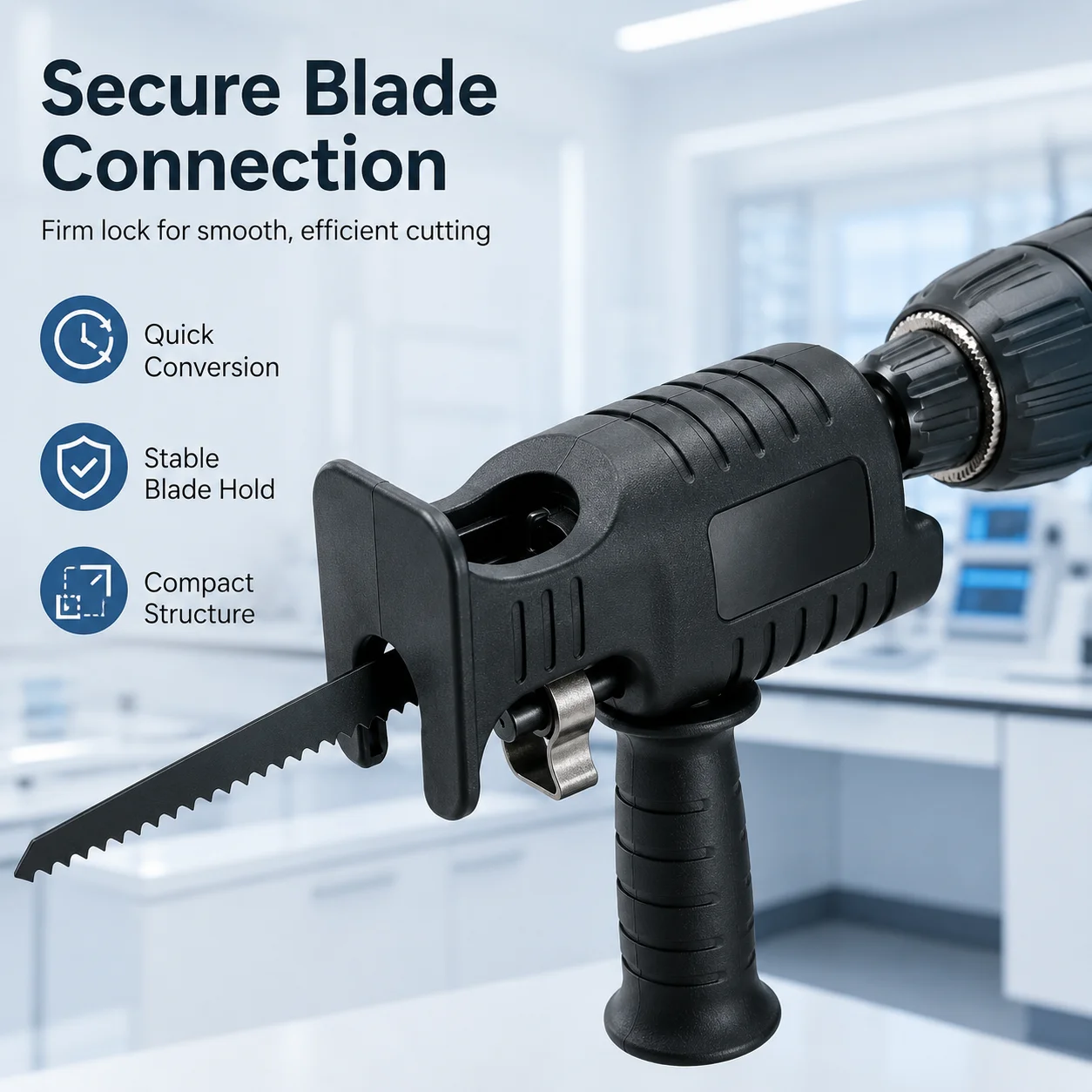 Drill Powered Saw Adapter, Electric Drill Convert to Reciprocating Saw, Portable Cutting Tool with Auxiliary Handle for Wood Met