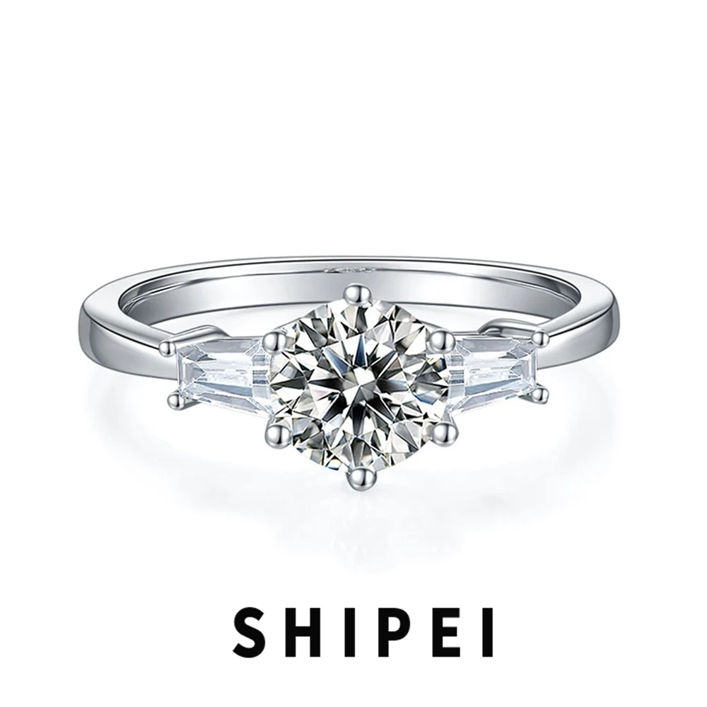 

SHIPEI 1CT D Moissanite Diamond Fashion Ring Fine Jewelry For Women Wedding Engagement 100% 925 Sterling Silver Anniversary Gift