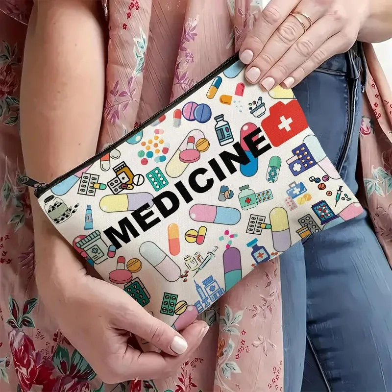 منظم مستحضرات التجميل والطب بسحاب نابض بالحياة     - حقيبة تخزين للسفر متعددة الاستخدام، هدية مثالية لأعياد الميلاد والتخرج وعيد الميلاد #6