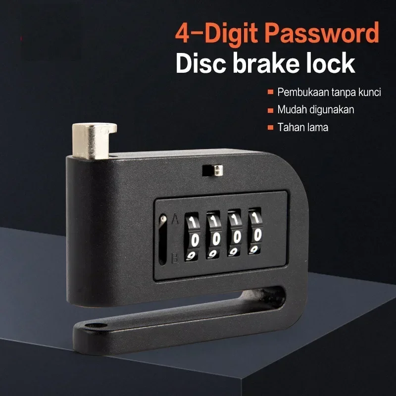 Motorcycle Password Disc Brake Lock Anti-pry Disc Lock Waterproof Rust-proof Electric Bike Anti-theft Lock Accessories