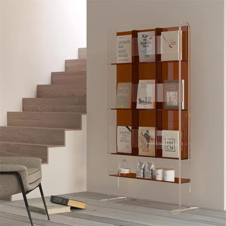 

Acrylic living room floor-to-ceiling reading bookshelf shelf shelf simple display rack newspaper storage light luxury magazine