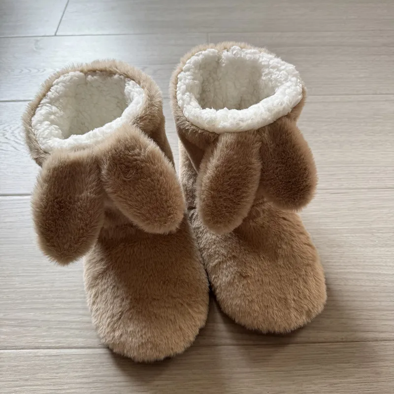 

Autumn and winter cute rabbit ears indoor medium tube soft-soled floor boots thickened non-slip warm floor shoes home cotton