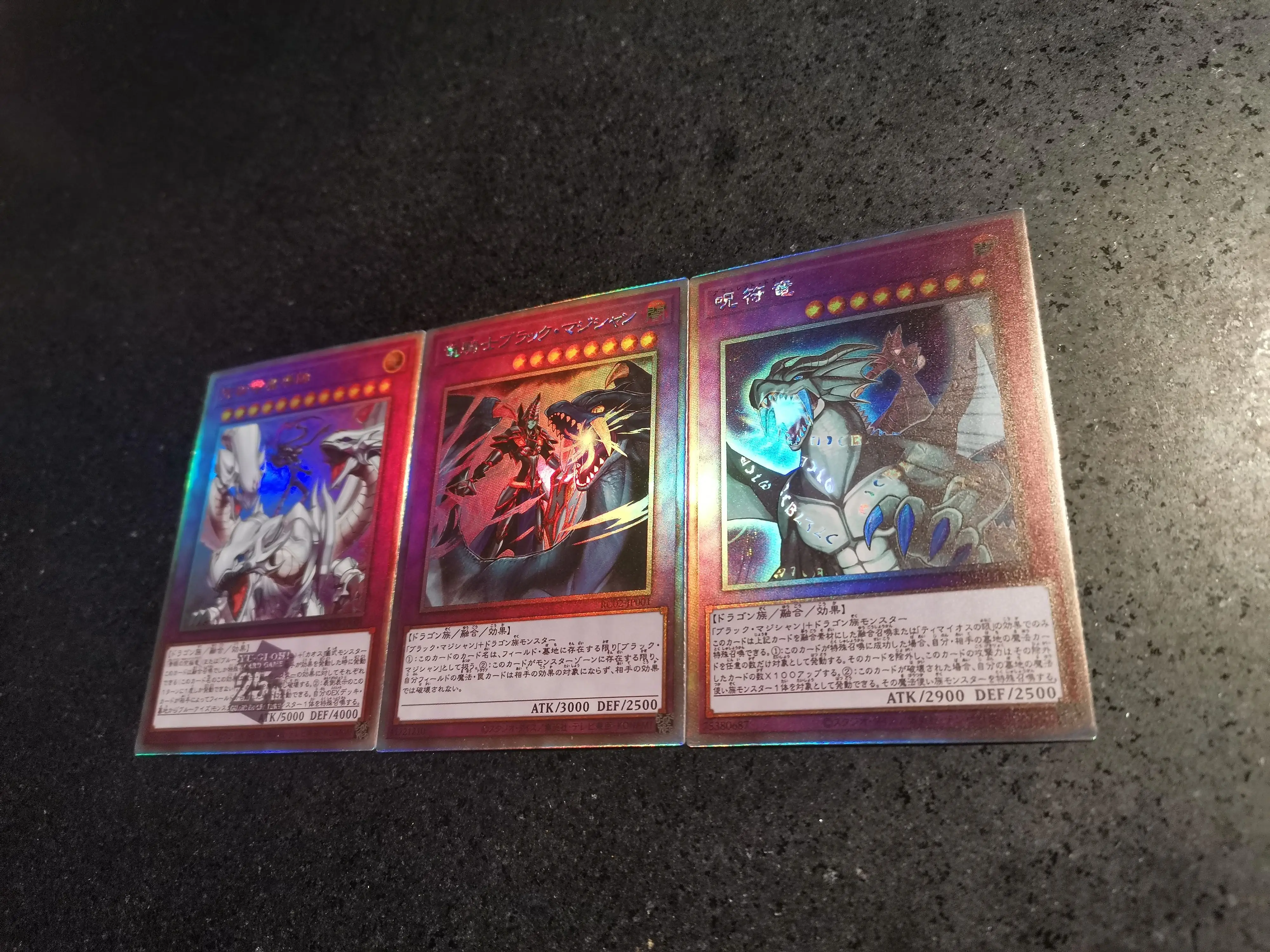 Yu-gi-oh! 3 unids/set mago oscuro el Caballero de la magia del dragón diy tarjetas de colección hechas a sí mismas gasa flash anime juguete carrito de regalo