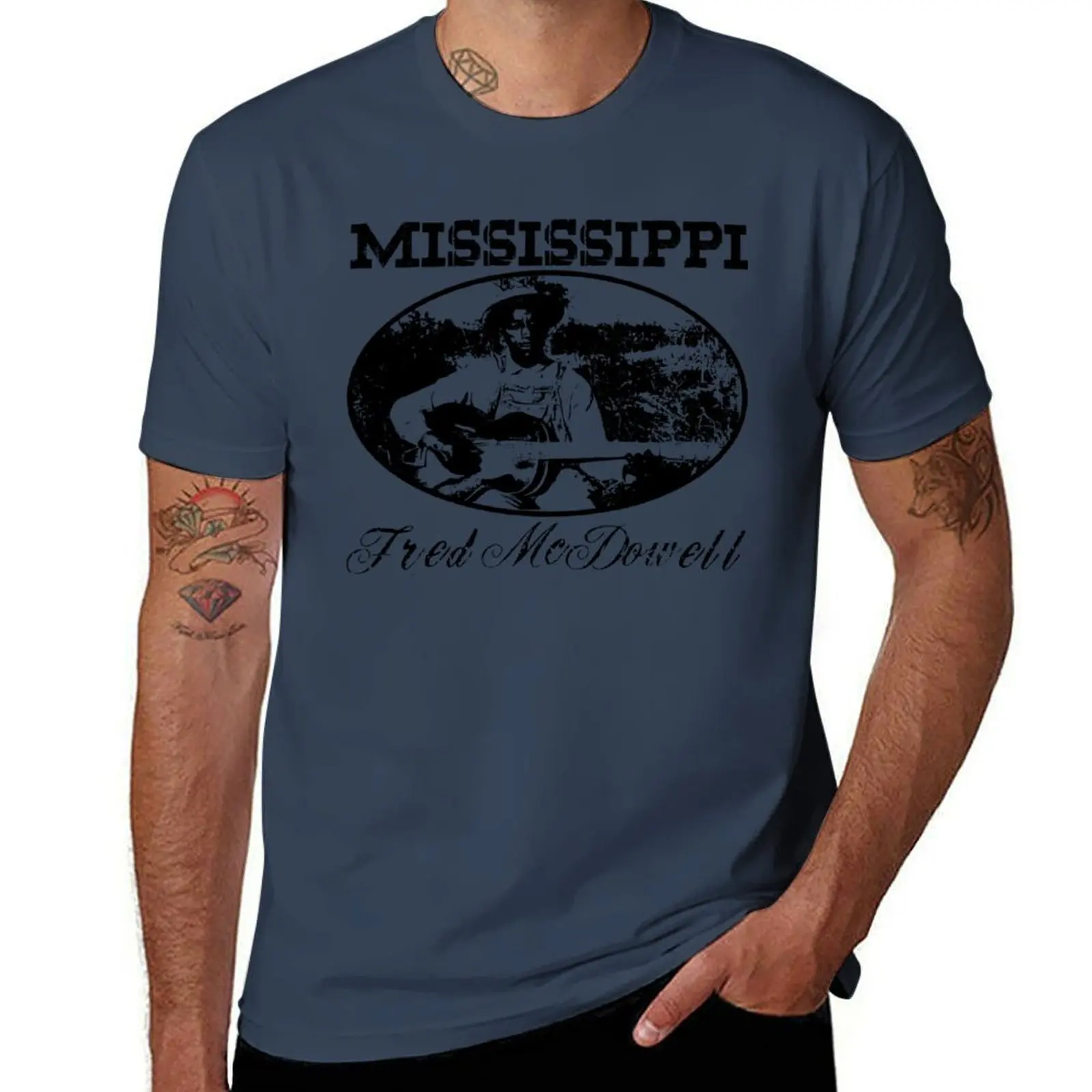 

Classic McDowell Mississippi - - Blues Fred 1906-1972 T-Shirt Casual All Match Tee Shirt for Men