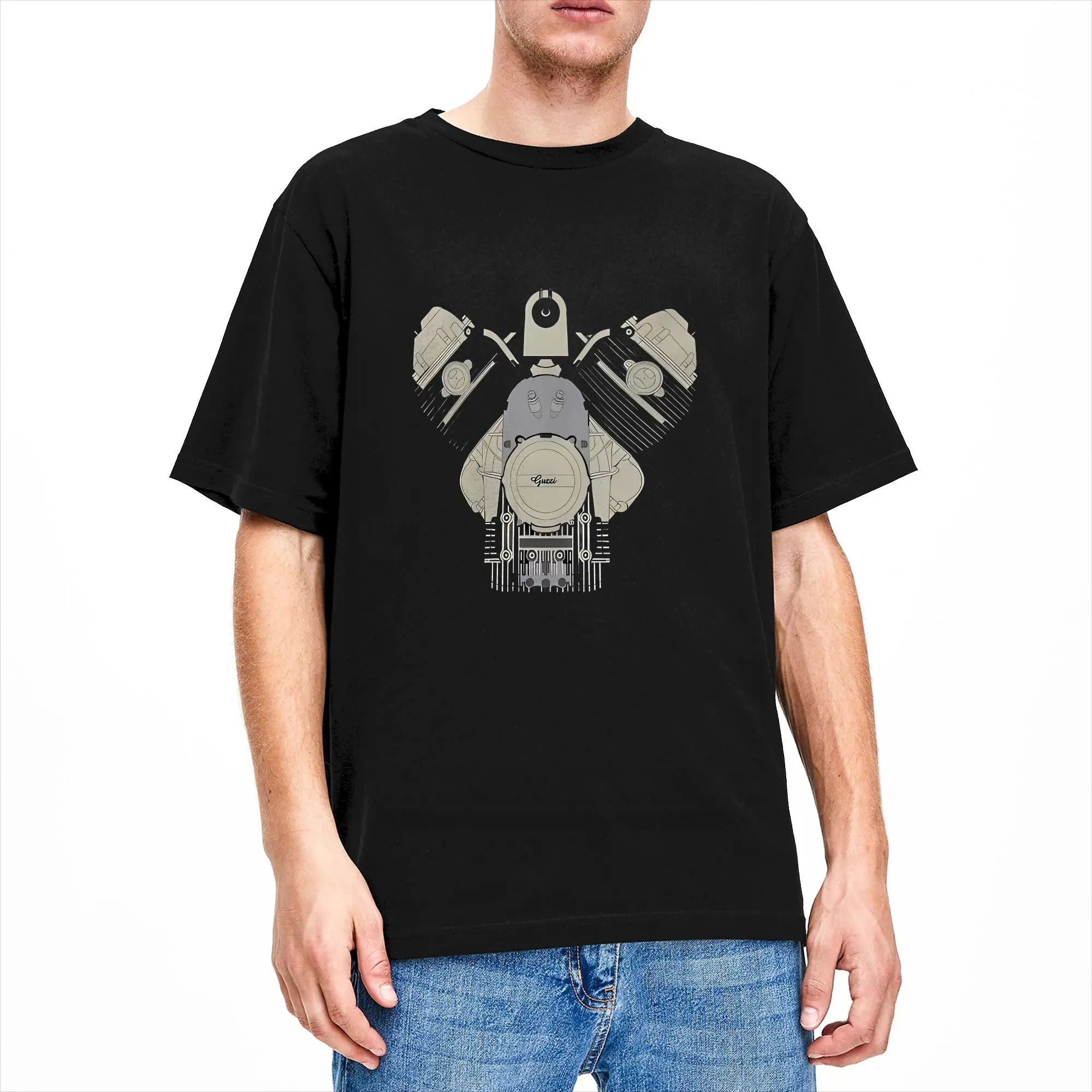 Boxer Engine T-Shirt Summer Racing  Hipster T Shirts Men's Cotton O Neck 4XL 5XL 6XL Tees Short Sleeves Vintage Tops