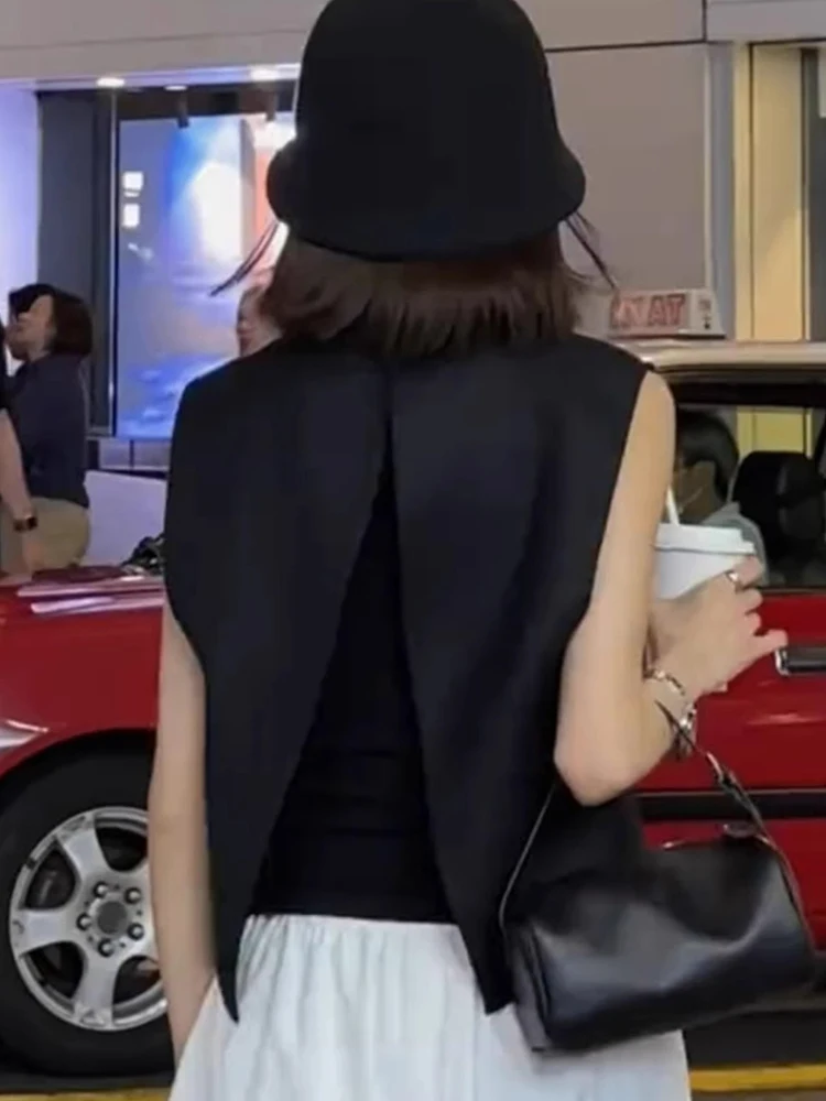 

Faionable Commute Sle Svel Vest Свободный круглый женский топ Ne Ba с разрезом Ele Ранняя осень Повседневная одежда