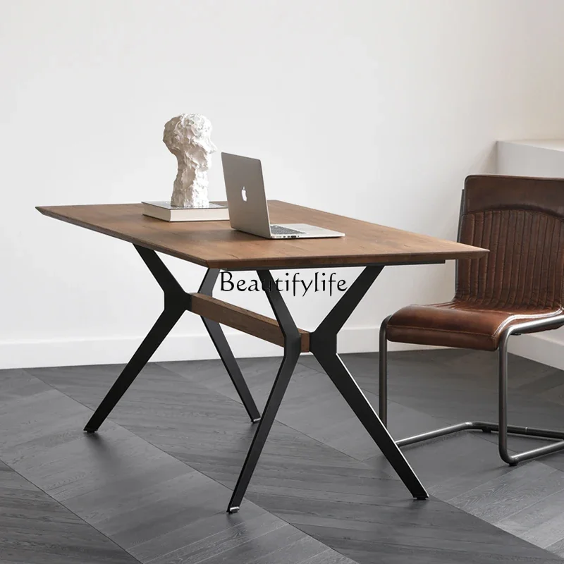 0 طاولة طعام من خشب البلوط بتصميم صناعي مستطيل حديث من الشمال للشقق الصغيرة وطاولة من الخشب الصلب