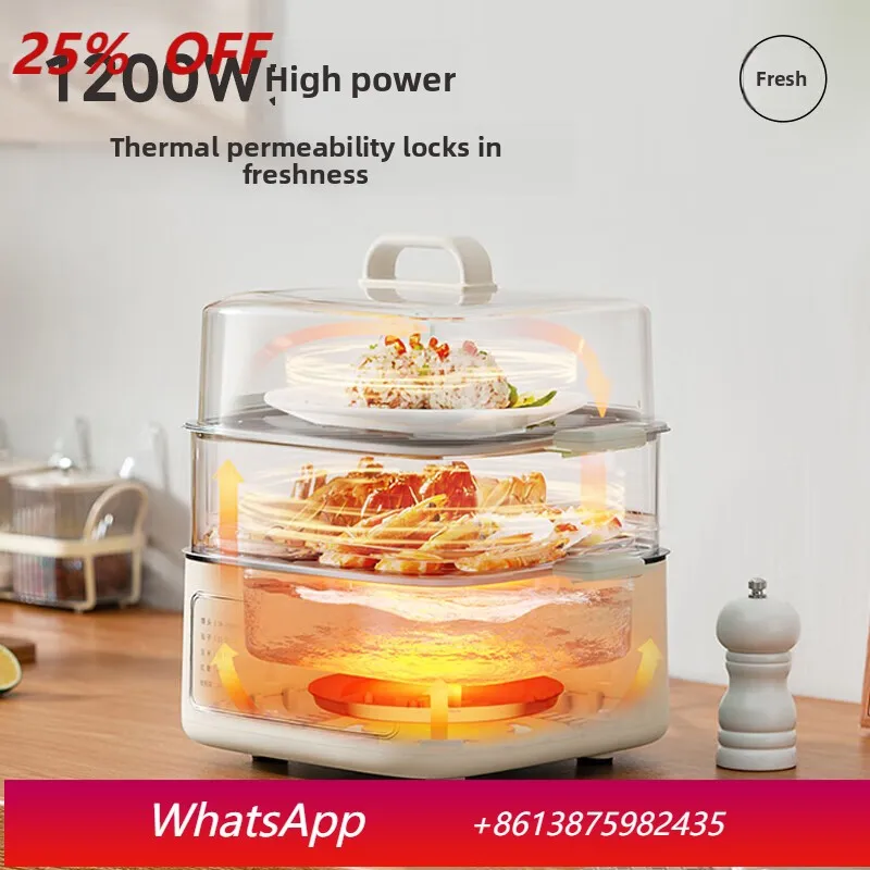 Yjq electric steamer multi-functional household double-layer stainless steel electric steamer electric cooking pot