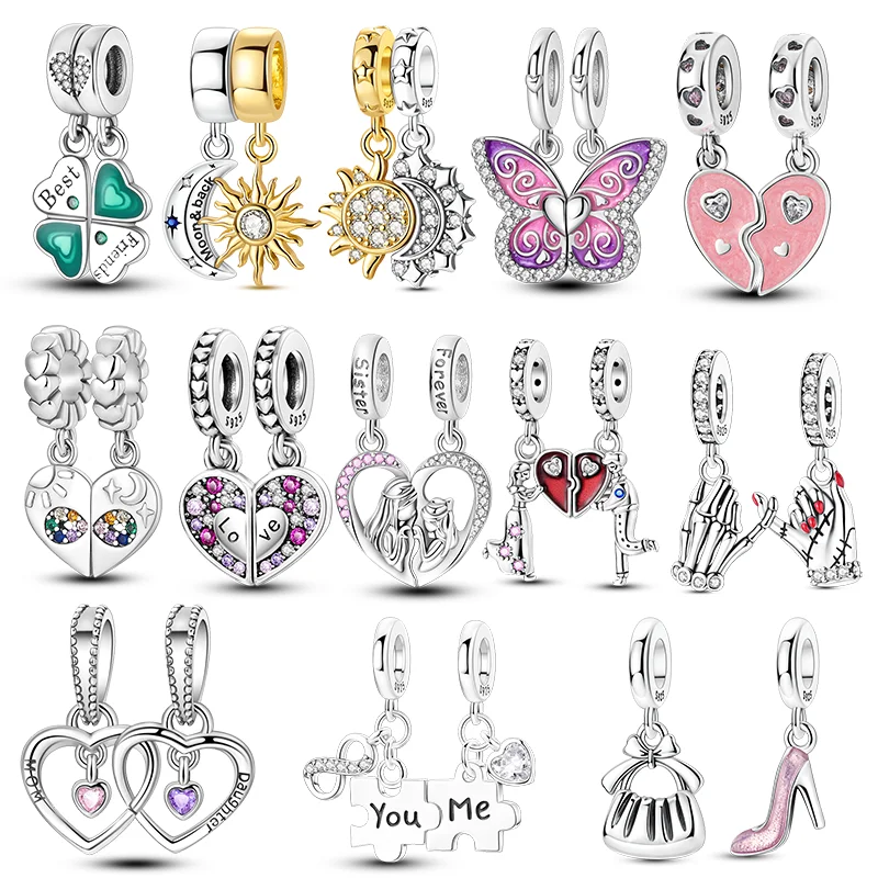 

Original 925 Sterling Silver Charms Hands Butterfly Heart Beads Pendants Fit Bracelet Necklace DIY Pendants Jewelry Women Gift
