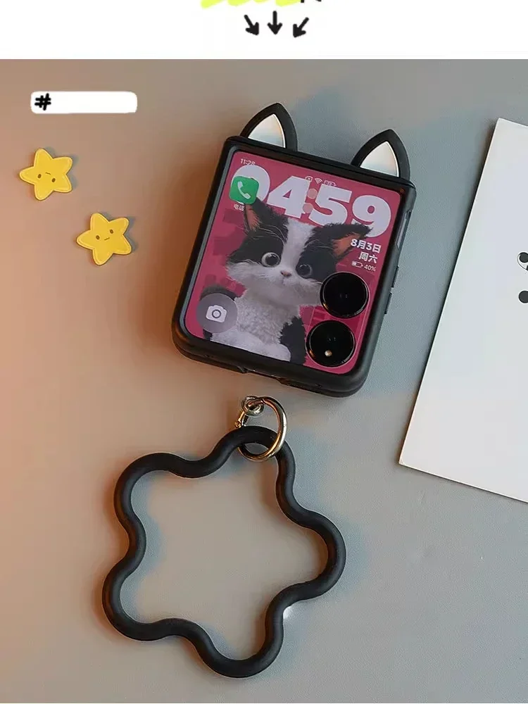 Cute Ears Hand Bracelet Hinge Case For Xiaomi MIX Flip MIXFlip Protective Cover