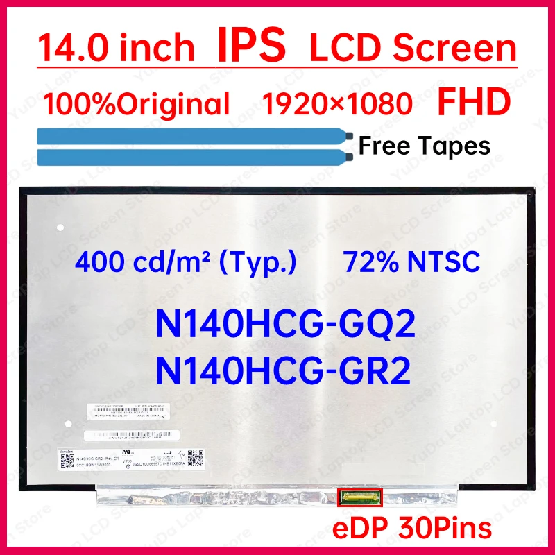 

14" IPS Laptop LCD Screen N140HCG-GQ2 N140HCG-GR2 For Lenovo ThinkPad X1 Carbon 7th 8th Gen Display Panel 1920x1080 eDP 30 Pins