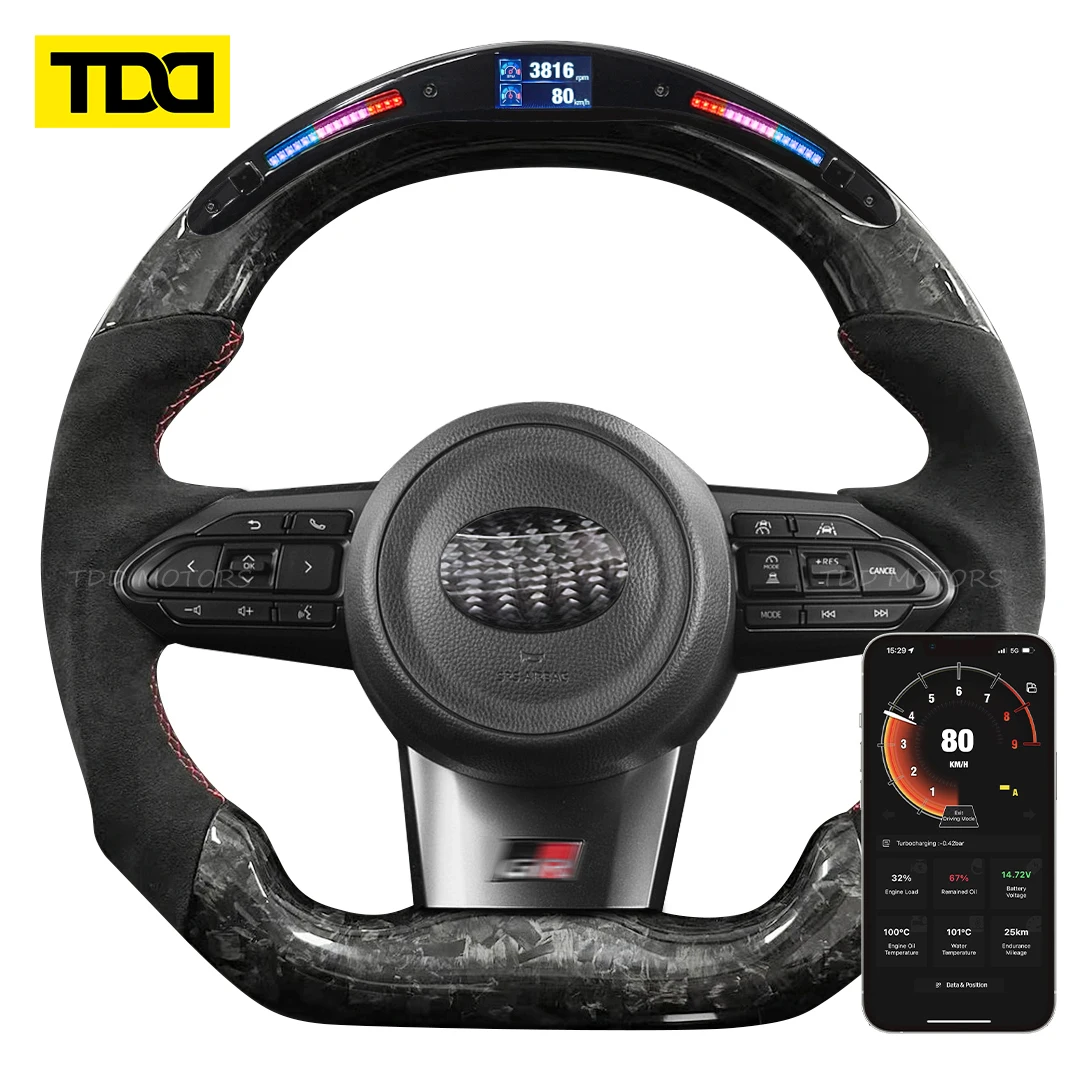 

TDD Real Carbon Fiber Steering Wheel For Toyota GR Yaris 2020 2021 2022 2023 GR Corolla 2023 2024 Leather Racing Wheel
