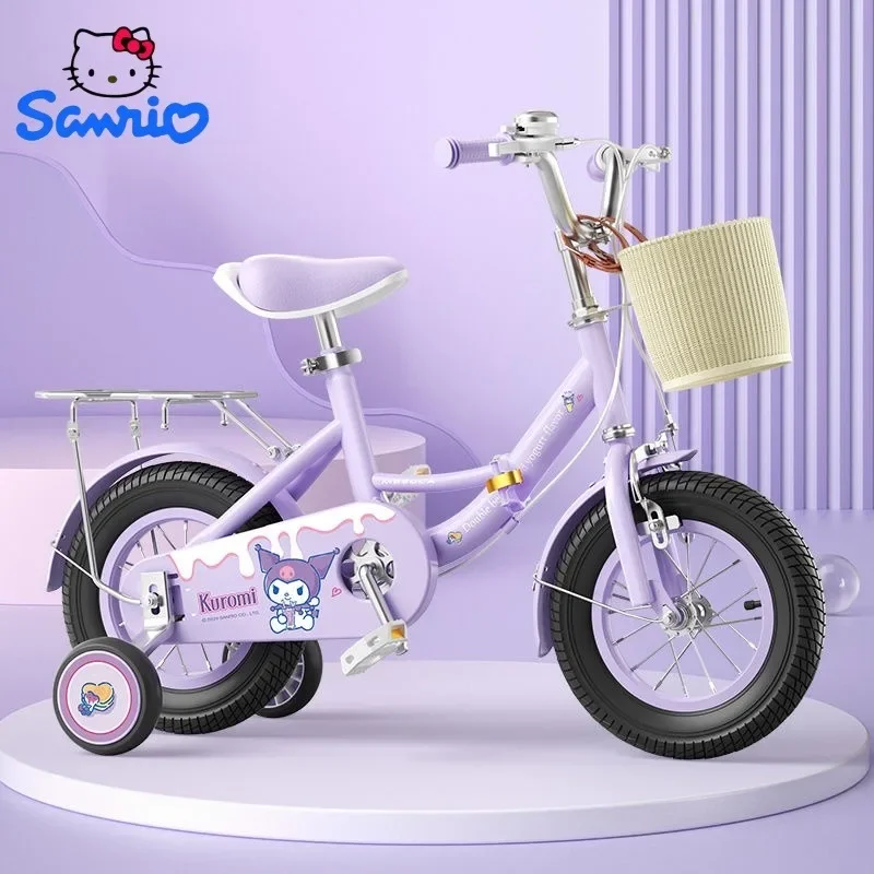 Sanrio Kuromi Foldable Bicycle Cartoon Cute Creative Small Beginner New Kawaii Print Pedal Bicycle Wholesale Gift for Children