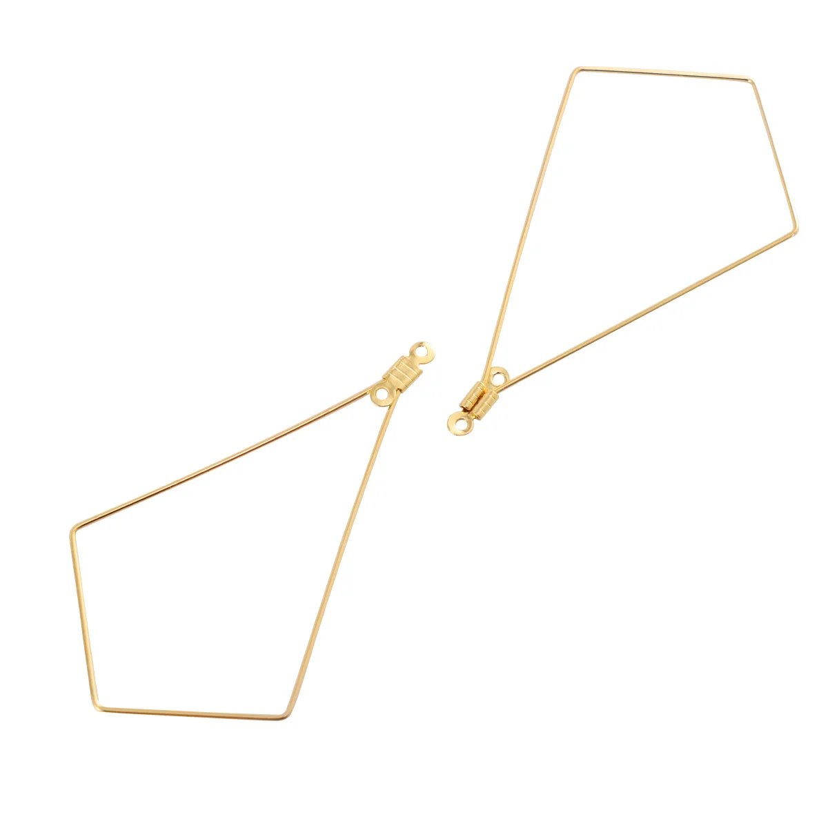

50pcs Diy Ear Jewelry Accessories Stainless Steel Earring Loops Double Holes Geometric Beading Triangular Diamond Golden Durable