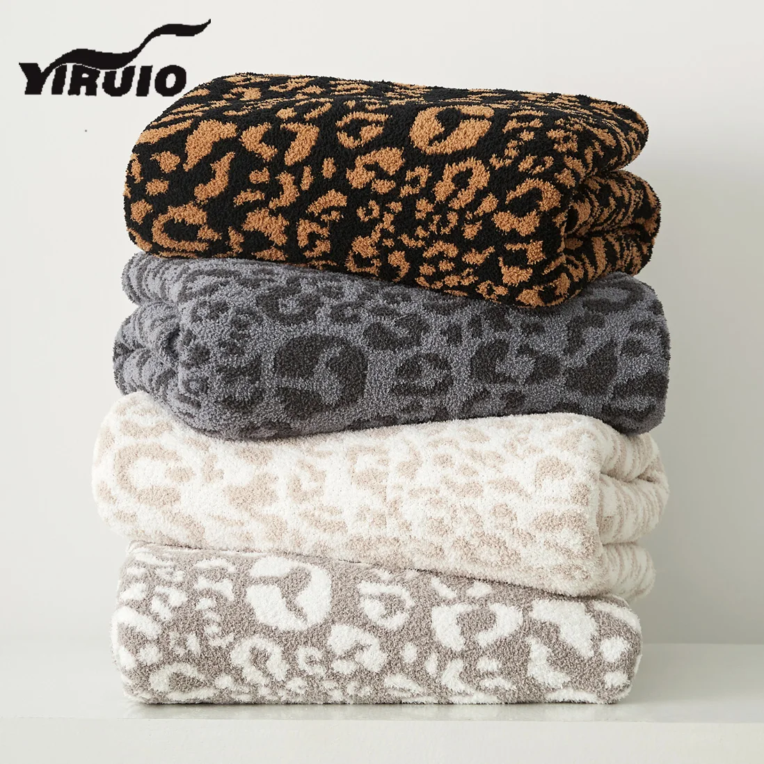 YIRUIO Downy Fur Microfiber Leopard Blanket Camp Travel Picnic Wearable Wrap Blanket Luxury Brand Decorative Bed Sofa Blankets