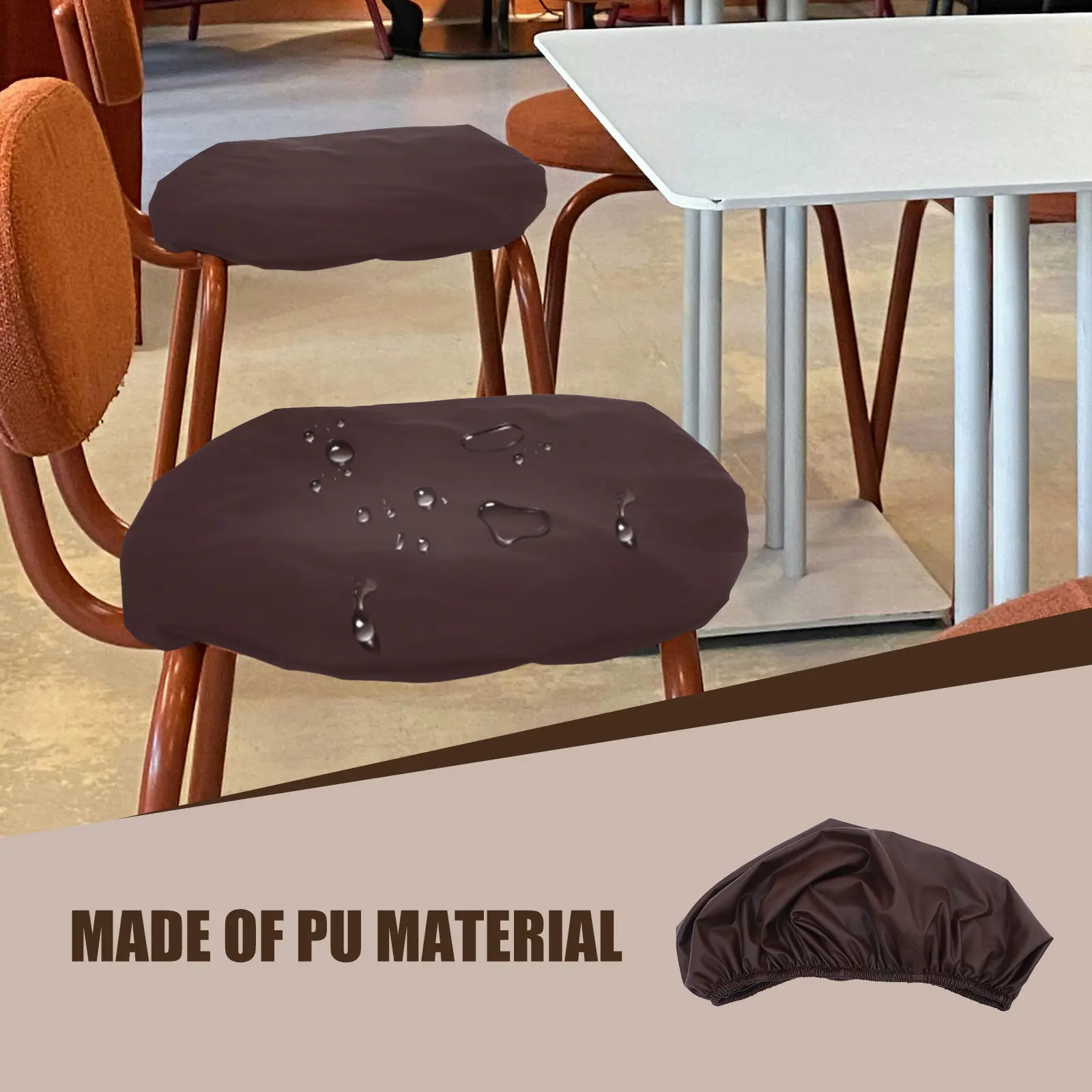 2Pcs PU Waterproof Dining Chair Cover Elastic Stretch Slipcover for Home Party Banquet Living Room Office Decor Protective Chair
