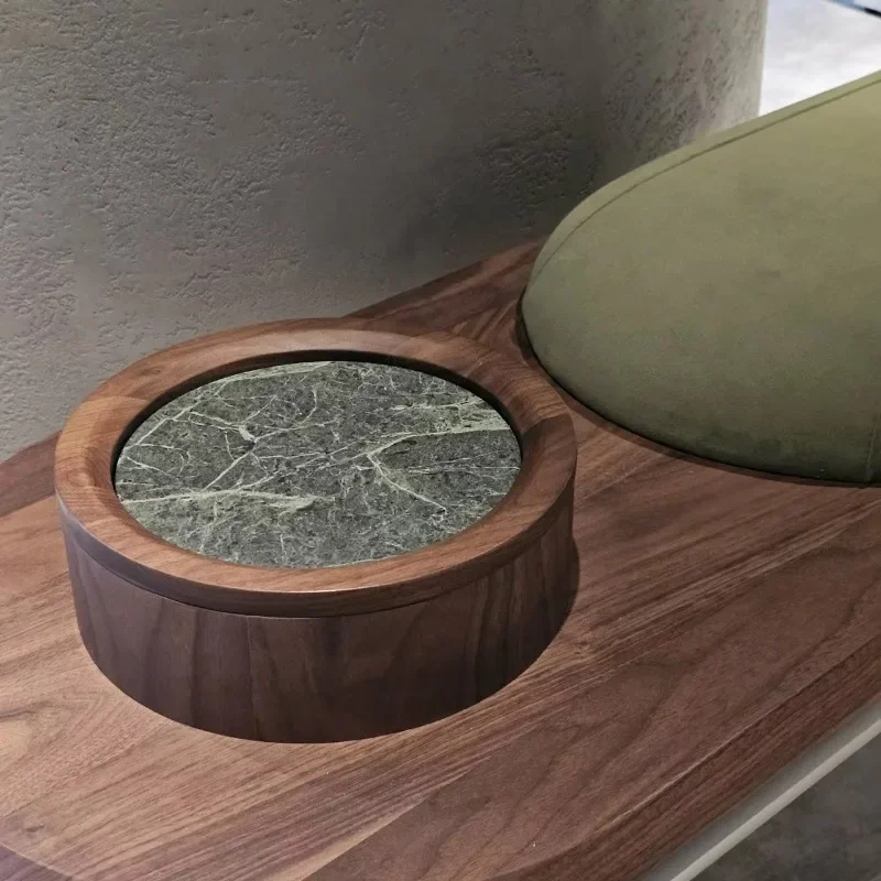 Green Orange Hair Salon Waiting Bench Walnut Stone Bedside Chair Greystone Entrance Bench