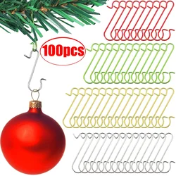 100/50Pcs Christmas Metal S-Shaped Hooks Xmas Tree Ball Gold Silver Pendant Hanging Holders Home Party Christmas Decoration Hook