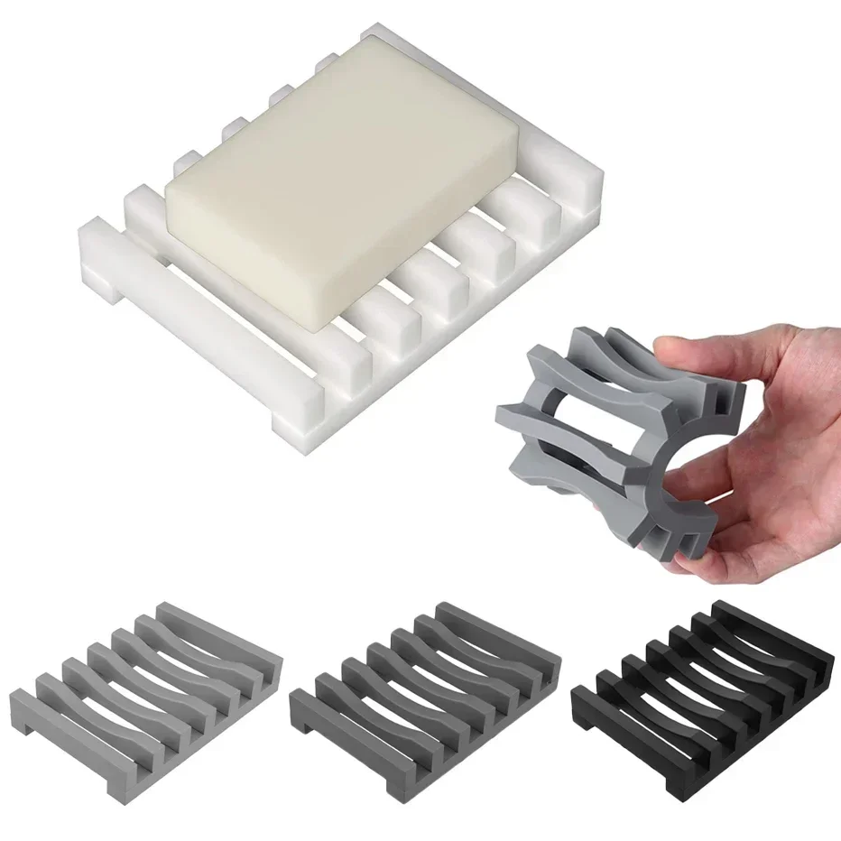 Flexibler Silikon-Seifenhalter mit Hohldesign, Seifenschale für Badewanne und Küche, Seifensparer mit Abtropffunktion, Schwamm- und Scheuerschwamm-Display