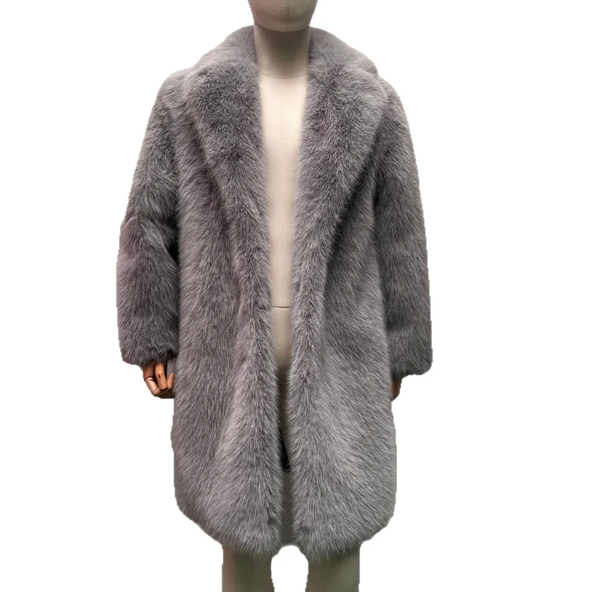

Long Sleeve Jackets Men Faux Fur Overcoat Solid Cardigan Fur Single Breasted Outerwear Casual Loose Pockets 2025 Autumn