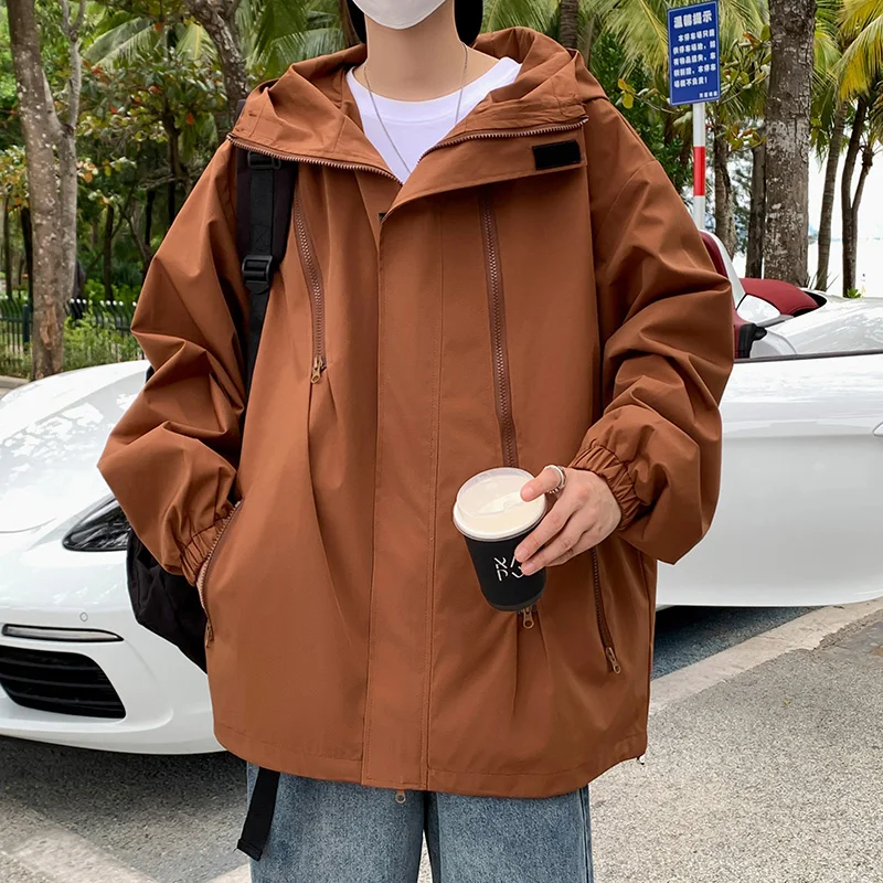 Streetwear 2023 Spring Hooded Casual Jacket For Man Outdoor Coat Windbreak Bomber Men's Jacket