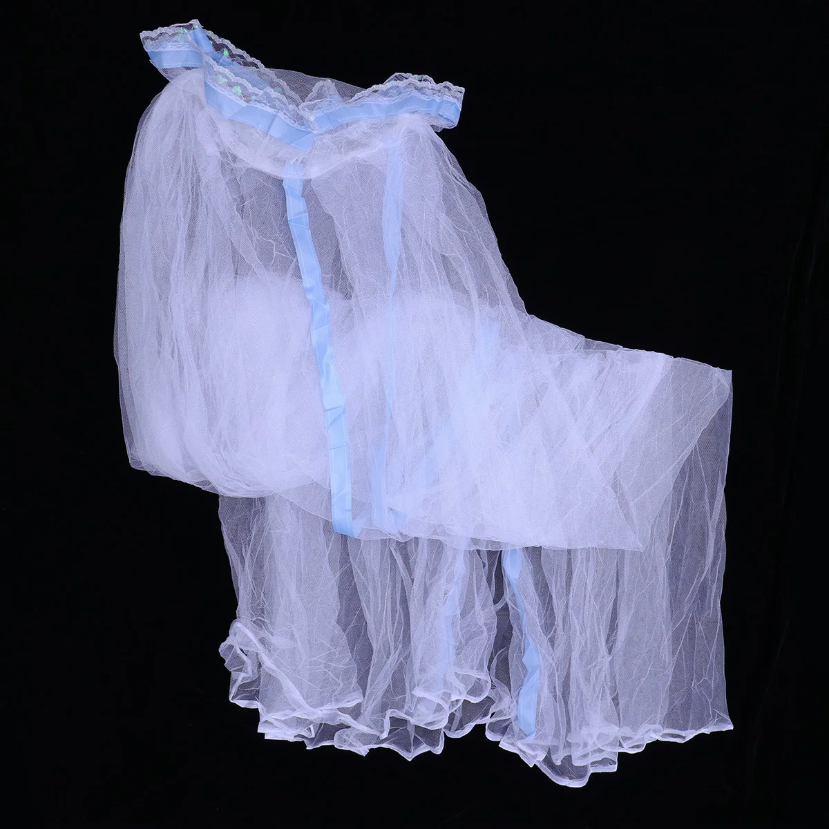 أنيقة الأزرق الدانتيل سرير الطفل صافي جولة قبة التهوية آمنة خفيفة الوزن سهلة التركيب حالمة النوم الديكور مظلة السرير #2